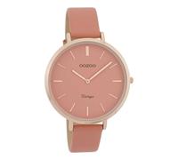 Montre Oozoo rose en cuir mat Vintage Series Femme Montre à quartz analogique UOC9806A