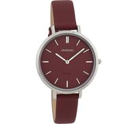 Montre Oozoo rouge Cuir mat Vintage Series Femme Montre à quartz analogique UOC9815A