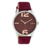 Montre Oozoo rouge vin Cuir Timepieces Femme Montre à quartz analogique UOC10378