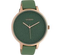 Montre Oozoo vert cuir Timepieces femme Montre à quartz analogique UOC10407