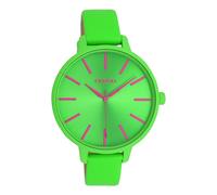 Montre Oozoo vert cuir Timepieces femme Montre à quartz analogique UOC11183