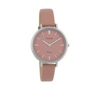Montre Oozoo Vintage pour femme C9812 Bracelet en cuir rose / argent 34 mm