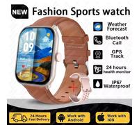 Montre Originale 5 Version Mondiale Hommes Gps Suivi Bluetooth Appel Fréquence Cardiaque Étanche Sport Fitness Smartwatchs Femmes 2025 Nouveau.Brown Leather 1.Watch 5