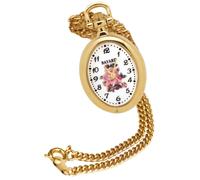 Montre pendentif ovale dorée avec fleurs roses Bayard Bons plans : Nouveauté couleur : Doré fleuri / Chiffres arabes