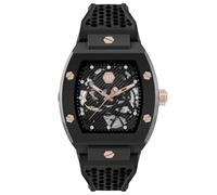 Philipp Plein The Skeleton ECOCERAMIC Montre Homme Analogique Automatique Silicone, Noir/Or Rose - Pwvba0523, Bracelet