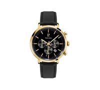 Montre - Pierre Lannier - Baron - Chronographe - Acier Doré - Cuir Noir - Étanche 5 ATM