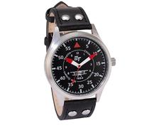 Montre pilote analogique - EUROtops - Atlas - Aiguilles rouges - Cadran noir - Mouvement à quartz