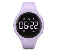 Montre podomètre numérique étanche, podomètre, compteur de pas, distance, réveil vibrant, chronomètre, cadeau idéal pour enfants, adolescents, filles, garçons, femmes (violet)