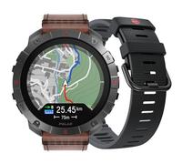 Montre Polar Grit X2 Pro Titan : ultra robuste et performante, outils de navigation avancés, détection de paramètres biologiques, suivi de l'entraînement et de la FC avec bracelet en cuir en plus.