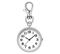 Montre porte-clés - Montre de poche ronde à clipser, montre de poche résistante à l'eau, élégante et exquise pour les familles, les vacances et les amis, Argenté., Refer to description, Unisexe