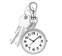 Montre porte-clés - Montre ronde à clipser pour sac à dos - Breloque exquise pour sac à dos - Pour les vacances, la famille, les amis et les amoureux, Argenté, Voir description