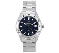 Orient Sports Diver Mako 40mm Montre mécanique Automatique à remontage Manuel en Acier ou Cuir Sport sous-Marin décontracté RA-AC0Q, Acier Bleu Marine, Minimaliste