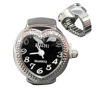 Montre pour doigt annulaire, bande élastique, montre à anneau en quartz élastique avec cadran rond | Logement en alliage avec un bracelet élastique, montre anneau de quartz d'amour, orol, noir, Fare
