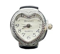 Montre pour doigt annulaire, bande élastique, montre à anneau en quartz élastique avec cadran rond | Logement en alliage avec un bracelet élastique, montre anneau de quartz d'amour, orol, blanc, Fare