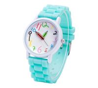 Montre pour enfants avec bracelet en silicone avec pinces à crayon, grand nombre d'affichage, crochet de sécurité pour l'école, les classes, l'observateur de l'heure, Vert