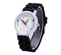Montre pour enfants avec bracelet en silicone avec pinces à crayon, grand nombre d'affichage, crochet de sécurité pour l'école, les classes, l'observateur de l'heure, Noir