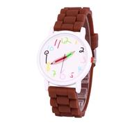 Montre pour enfants avec bracelet en silicone avec pinces à crayon, grand nombre d'affichage, crochet de sécurité pour l'école, les classes, l'observateur de l'heure, marron