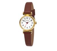 Montre pour femme boitier rond doré bracelet marron Couleur : Bracelet crème