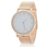 Montre pour femme élégante avec mouvement à quartz et cadran rond analogique, bracelet en acier inoxydable, Femme, Or rose