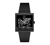 Montre pour femme Swatch Break à cadran noir lâche bracelet en silicone SO34Z103