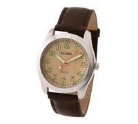 Montre pour homme Bayard cadran clair lecture claire Couleur : Cadran crème / Bracelet marron clair