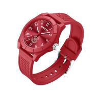 Montre pour homme et femme - Analogique - Étanche - Style militaire - Unisexe - Cadran facile à lire - Bracelet en silicone, 6212 Rouge
