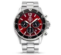Montre pour homme Orient Mako cadran rouge solaire bracelet en acier RA-TX020...