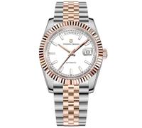 Montre pour Homme Pagani Design DD36, avec Cadran doré, Double Affichage de la Date, Verre Saphir et boîtier en Acier Inoxydable. (Platine - 1752A)