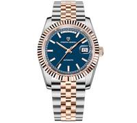 Montre pour Homme Pagani Design DD36, avec Cadran doré, Double Affichage de la Date, Verre Saphir et boîtier en Acier Inoxydable. (Or Bleu - 1752A)