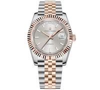 Montre pour Homme Pagani Design DD36, avec Cadran doré, Double Affichage de la Date, Verre Saphir et boîtier en Acier Inoxydable. (Or Gris - 1752A)