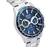 Montre pour homme Seiko Sports Chronograph cadran bleu bracelet en acier inox...