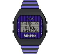 Montre pour homme Timex Digital Wednesday T80 cadran violet en acier inoxydab...