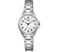 Montre Q&Q pour femme avec bracelet en acier inoxydable, chiffres arabes, argenté/ZB blanc
