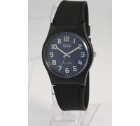 Montre Q&Q pour femme avec bracelet en silicone, 3 aiguilles/analogique, 10 ATM, noir/ZB bleu