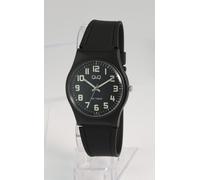 Montre Q&Q pour femme avec bracelet en silicone, 3 aiguilles/analogique, 10 ATM, noir/ZB noir