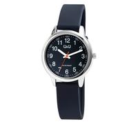 Montre Q&Q pour femme avec bracelet en silicone bleu foncé/argenté, 3 bar