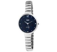 Montre Q&Q pour femme avec bracelet métallique, 3 bar, argentée/bleue