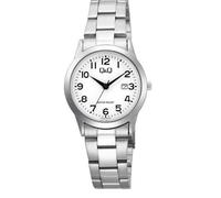 Montre Q&Q pour femme, bracelet en acier inoxydable, 3 ATM, affichage de la date, argentée