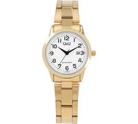 Montre Q&Q pour femme, bracelet en acier inoxydable, 3 ATM, affichage de la date, doré