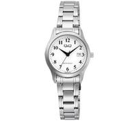 Montre Q&Q pour femme, bracelet en acier inoxydable, affichage de la date, argenté