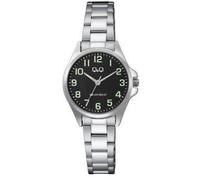 Montre Q&Q pour femme, bracelet en acier inoxydable, chiffres arabes, argenté/ZB noir