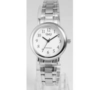 Montre Q&Q pour femme, métal, bracelet à maillons en acier inoxydable, argenté, 3 ATM, Ø 30 mm