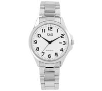 Montre Q&Q pour homme avec bracelet en acier inoxydable, affichage de la date, argenté/ZB blanc