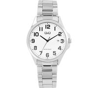 Montre Q&Q pour homme avec bracelet en acier inoxydable, argenté/ZB blanc