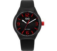 Montre Q&Q pour homme avec bracelet en silicone, noir/rouge