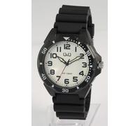 Montre Q&Q pour homme, plastique, bracelet en silicone, Superluminova, noir/blanc, 10 ATM, Ø 43 mm