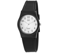 Montre Q&Q unisexe avec bracelet en plastique noir, étanche à 10 bars