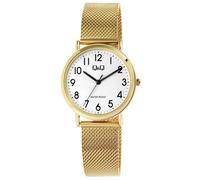 Montre Q&Q unisexe avec bracelet milanais, 3 bar, cadran doré/blanc