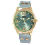 Montre - QBOS - QB0029 - Bleu clair - Boîtier doré 46 mm - Bracelet simili cuir 22 mm