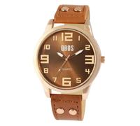 Montre - QBOS - QB0029 - Boîtier 46 mm rosé doré - Bracelet simili cuir marron - Quartz